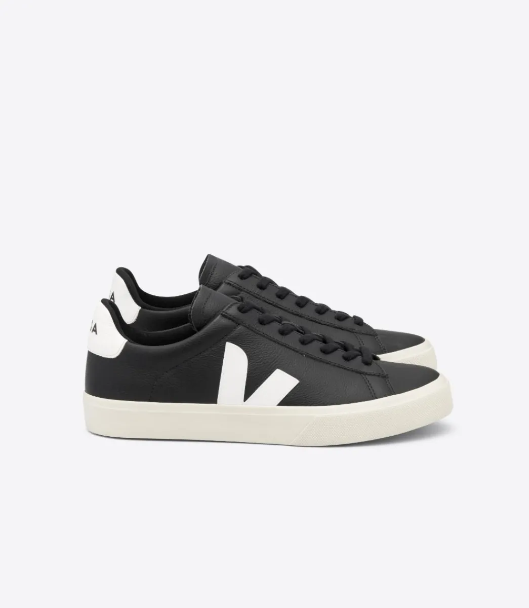 Women VEJA CAMPO LEATHER BLACK WHITE