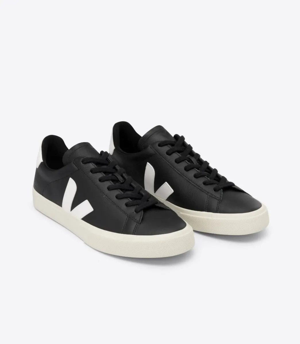 Women VEJA CAMPO LEATHER BLACK WHITE