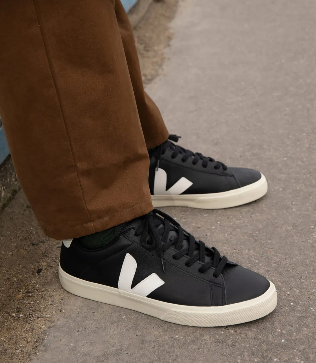 Women VEJA CAMPO LEATHER BLACK WHITE