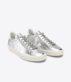 Women VEJA CAMPO LEATHER SILVER WHITE
