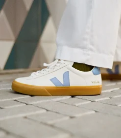 Women VEJA CAMPO LEATHER WHITE AQUA NATURAL