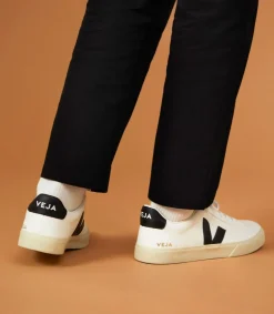 Women VEJA CAMPO LEATHER WHITE BLACK