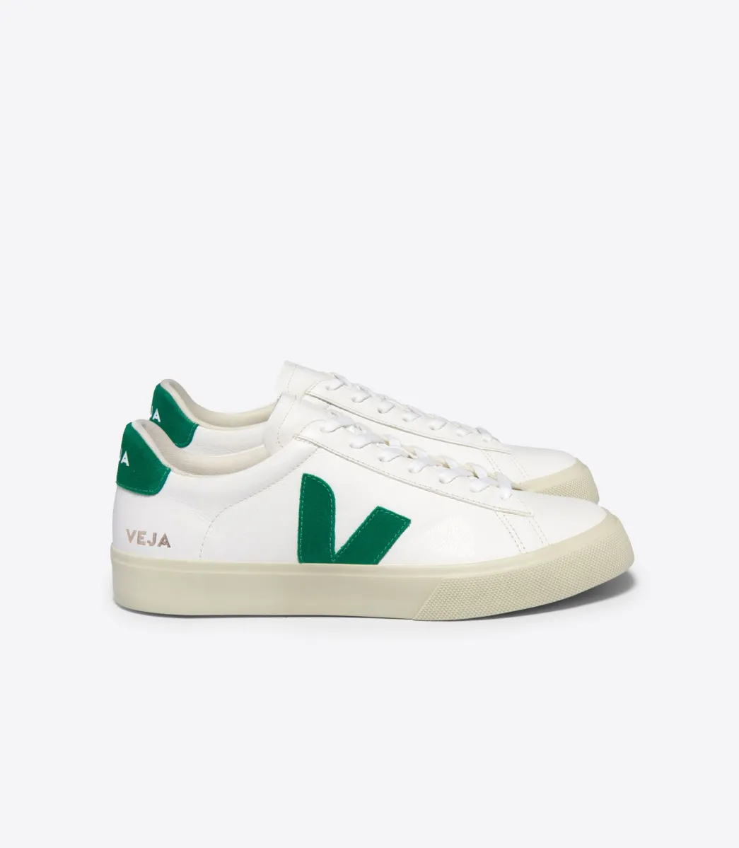 Women VEJA CAMPO LEATHER WHITE EMERAUDE
