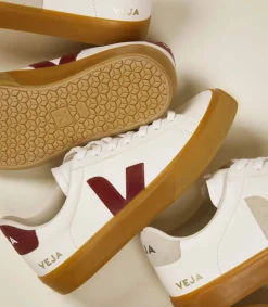 VEJA CAMPO LEATHER WHITE MARSALA NATURAL