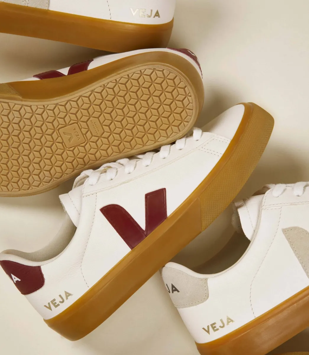 VEJA CAMPO LEATHER WHITE MARSALA NATURAL