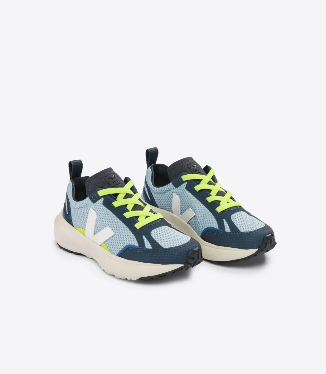 Kids VEJA CANARY ELASTIC LACES ALVEOMESH STEEL WHITE
