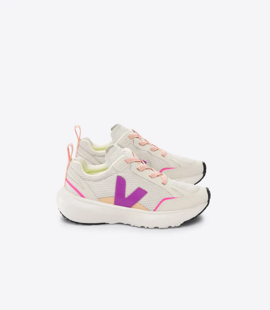 Kids VEJA CANARY ELASTIC LACES ALVEOMESH NATURAL LOTUS