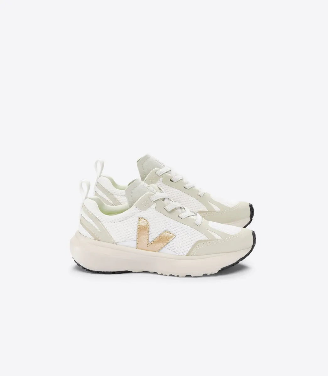 Kids VEJA CANARY ELASTIC LACES ALVEOMESH WHITE PLATINE