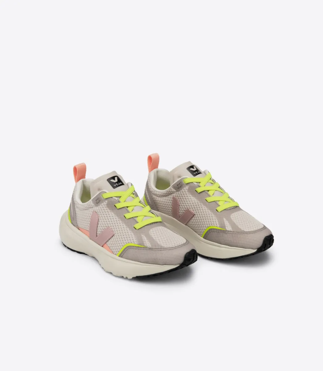 Kids VEJA CANARY ELASTIC LACES ALVEOMESH NATURAL BABE