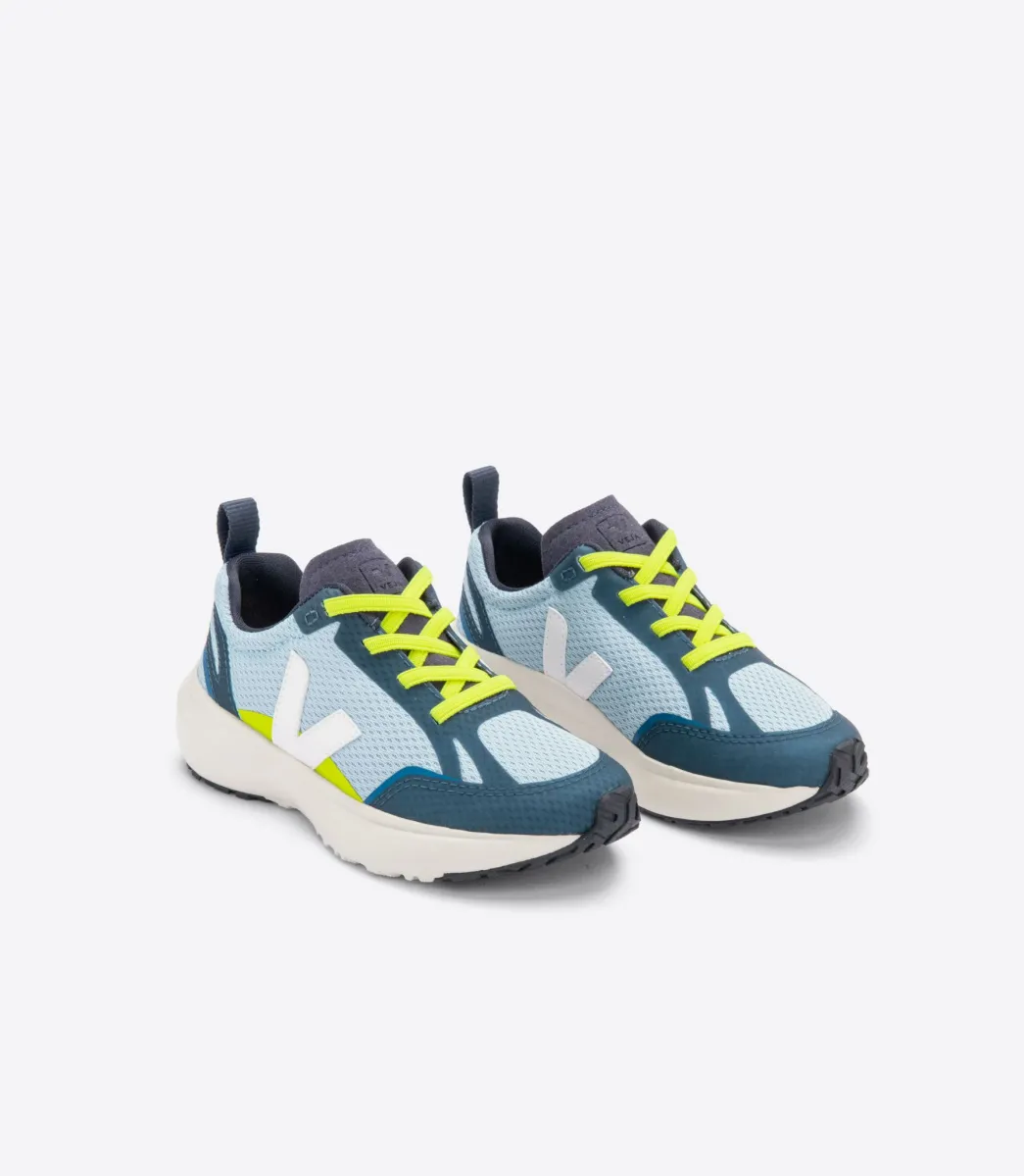 Kids VEJA CANARY ELASTIC LACES ALVEOMESH STEEL WHITE