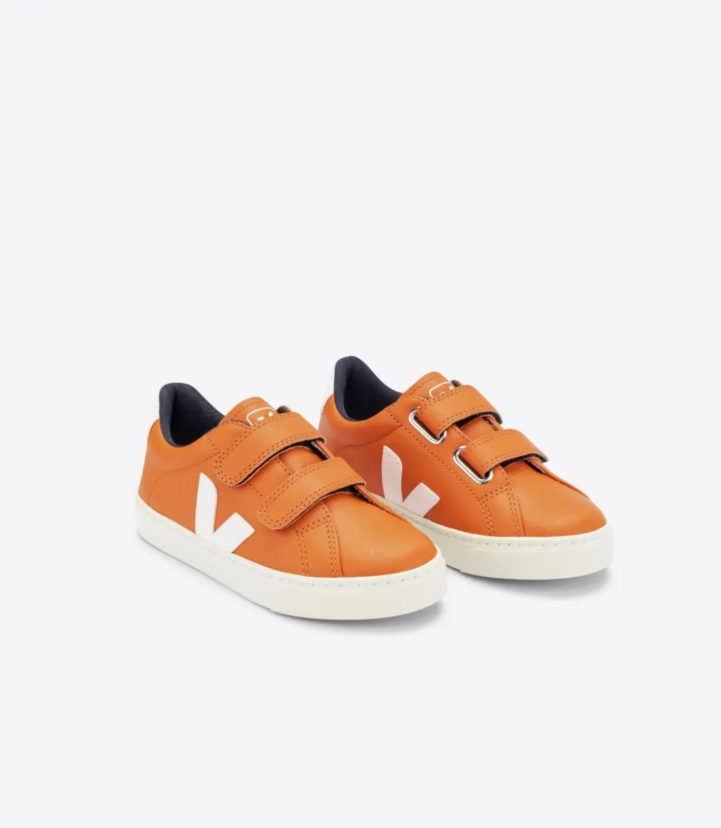 Kids VEJA ESPLAR LEATHER PUMPKIN WHITE