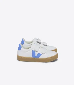 Kids VEJA ESPLAR LEATHER WHITE AQUA NATURAL