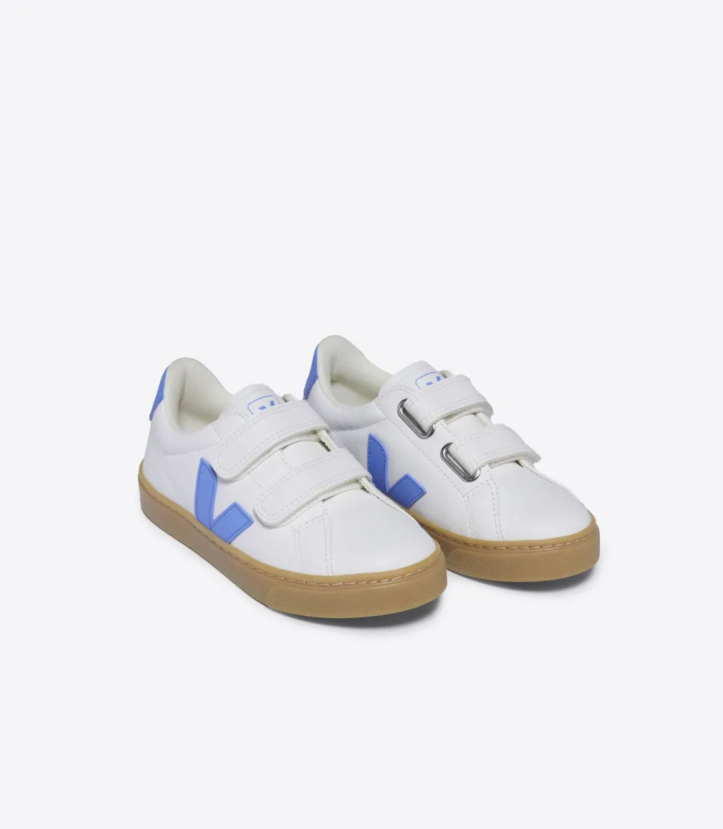 Kids VEJA ESPLAR LEATHER WHITE AQUA NATURAL