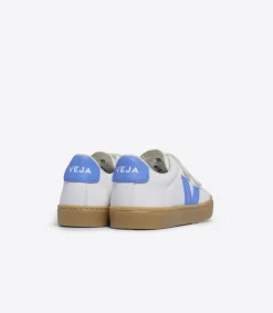 Kids VEJA ESPLAR LEATHER WHITE AQUA NATURAL