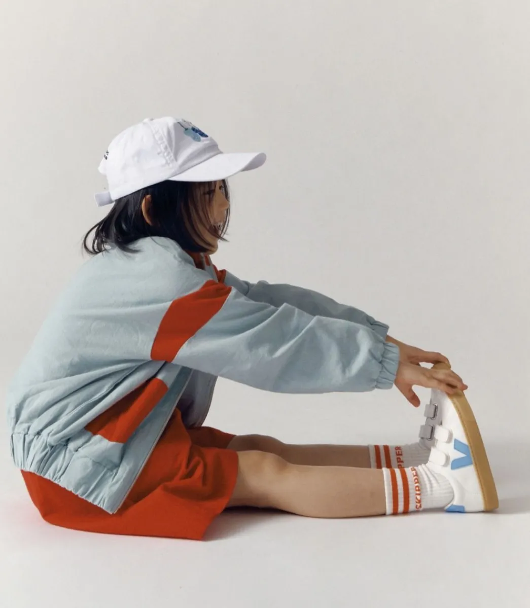 Kids VEJA ESPLAR LEATHER WHITE AQUA NATURAL
