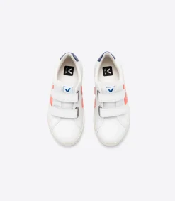 Kids VEJA ESPLAR LEATHER WHITE ORANGE FLUO