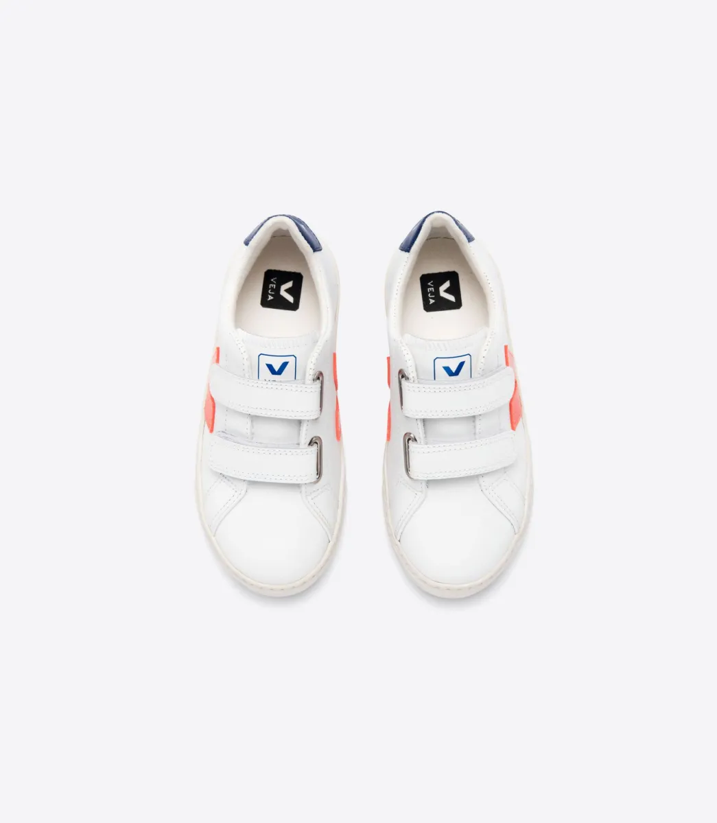 Kids VEJA ESPLAR LEATHER WHITE ORANGE FLUO