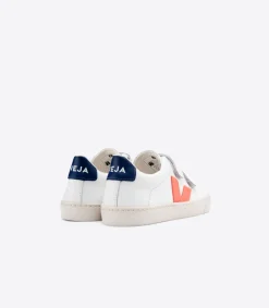 Kids VEJA ESPLAR LEATHER WHITE ORANGE FLUO