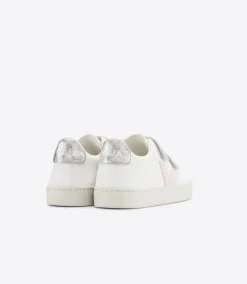 Kids VEJA ESPLAR LEATHER WHITE PETALE SILVER