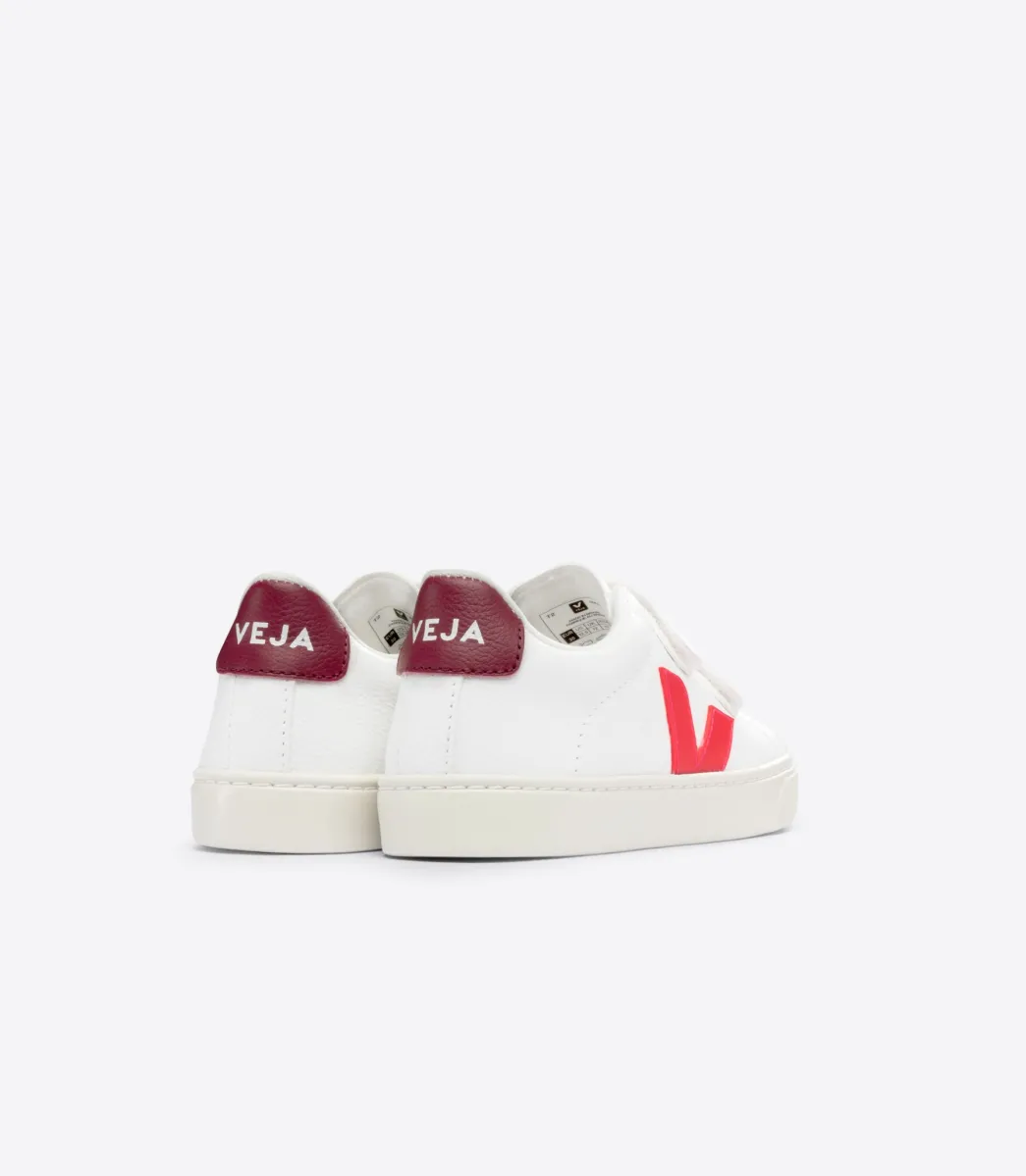 Kids VEJA ESPLAR LEATHER WHITE ROSE FLUO MARSALA