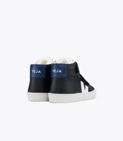 Kids VEJA ESPLAR MID FURED LEATHER BLACK COBALT