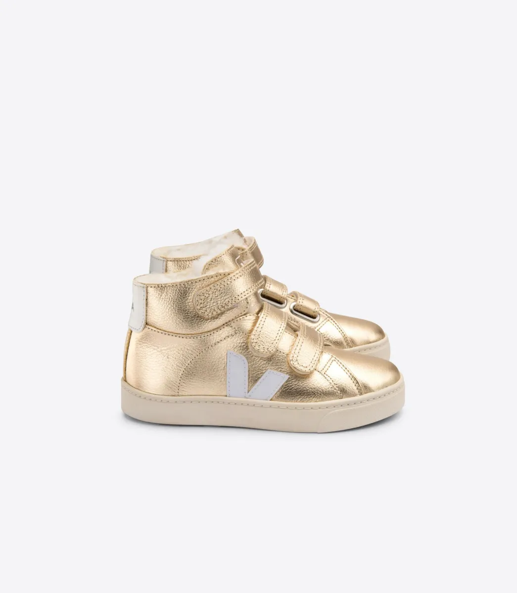 Kids VEJA ESPLAR MID FURED LEATHER PLATINE WHITE