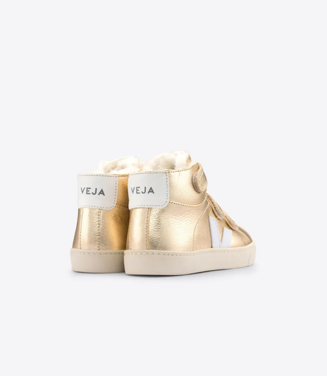 Kids VEJA ESPLAR MID FURED LEATHER PLATINE WHITE