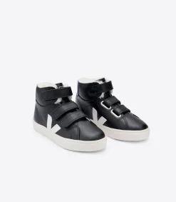 Kids VEJA ESPLAR MID FURED LEATHER BLACK WHITE COBALT