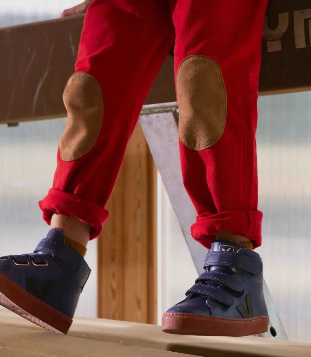 Kids VEJA ESPLAR MID FURED LEATHER COBALT RUST