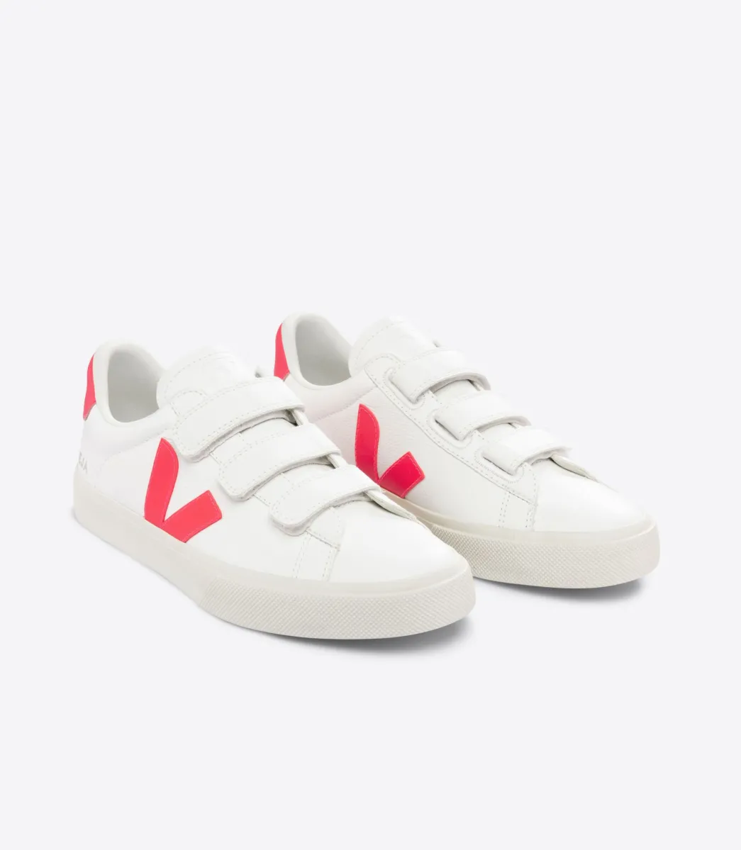 VEJA RECIFE LEATHER WHITE ROSE FLUO