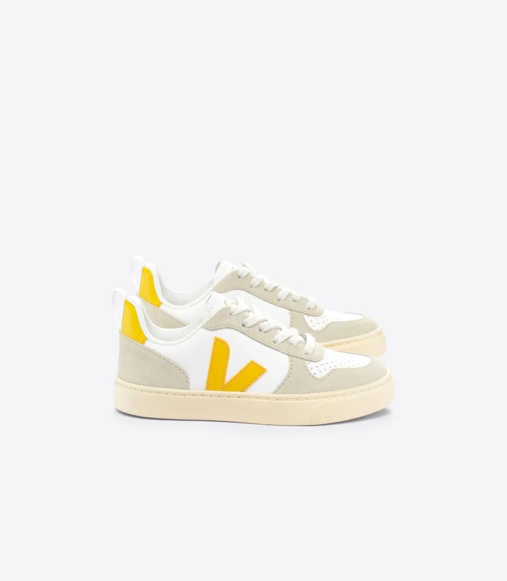 Kids VEJA V-10 LEATHER WHITE OURO ALMOND