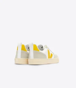 Kids VEJA V-10 LEATHER WHITE OURO ALMOND