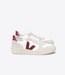 VEJA V-10 B-MESH WHITE NATURAL MARSALA