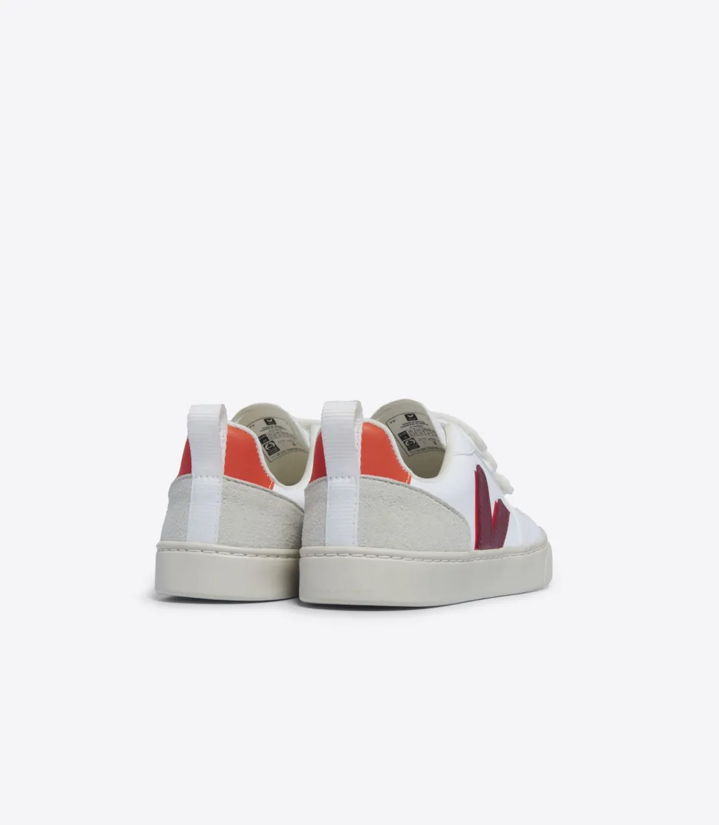 Kids VEJA V-10 CWL WHITE MARSALA ORANGE FLUO
