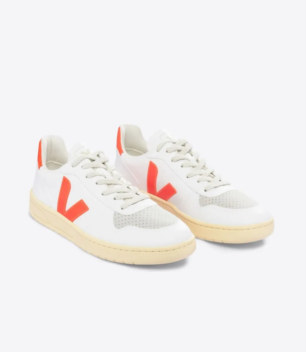 Women VEJA V-10 CWL WHITE ORANGE FLUO