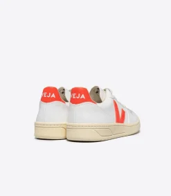 Women VEJA V-10 CWL WHITE ORANGE FLUO