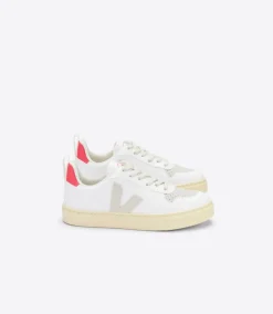 Kids VEJA V-10 LACES CWL WHITE PIERRE ROSE FLUO