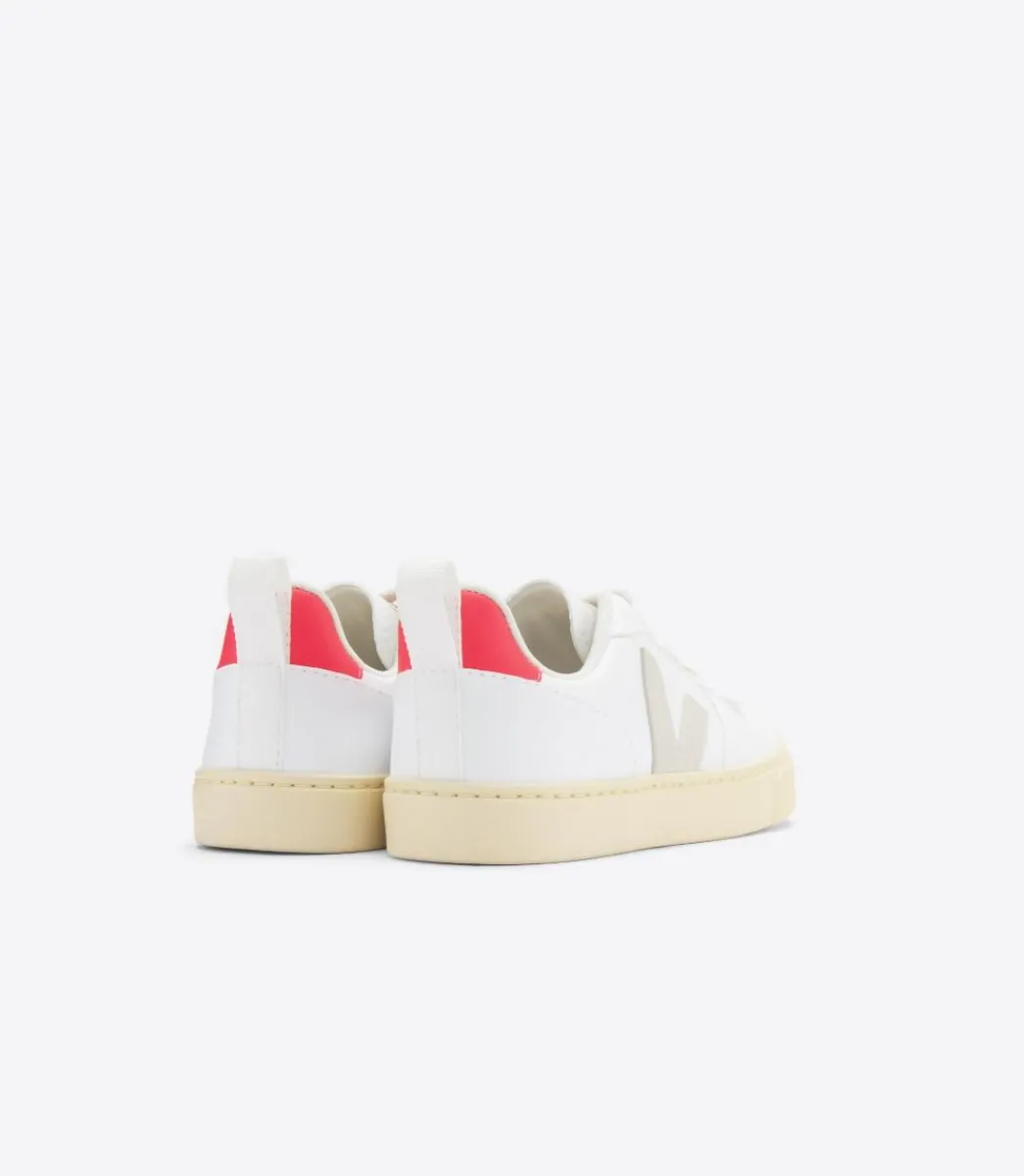 Kids VEJA V-10 LACES CWL WHITE PIERRE ROSE FLUO