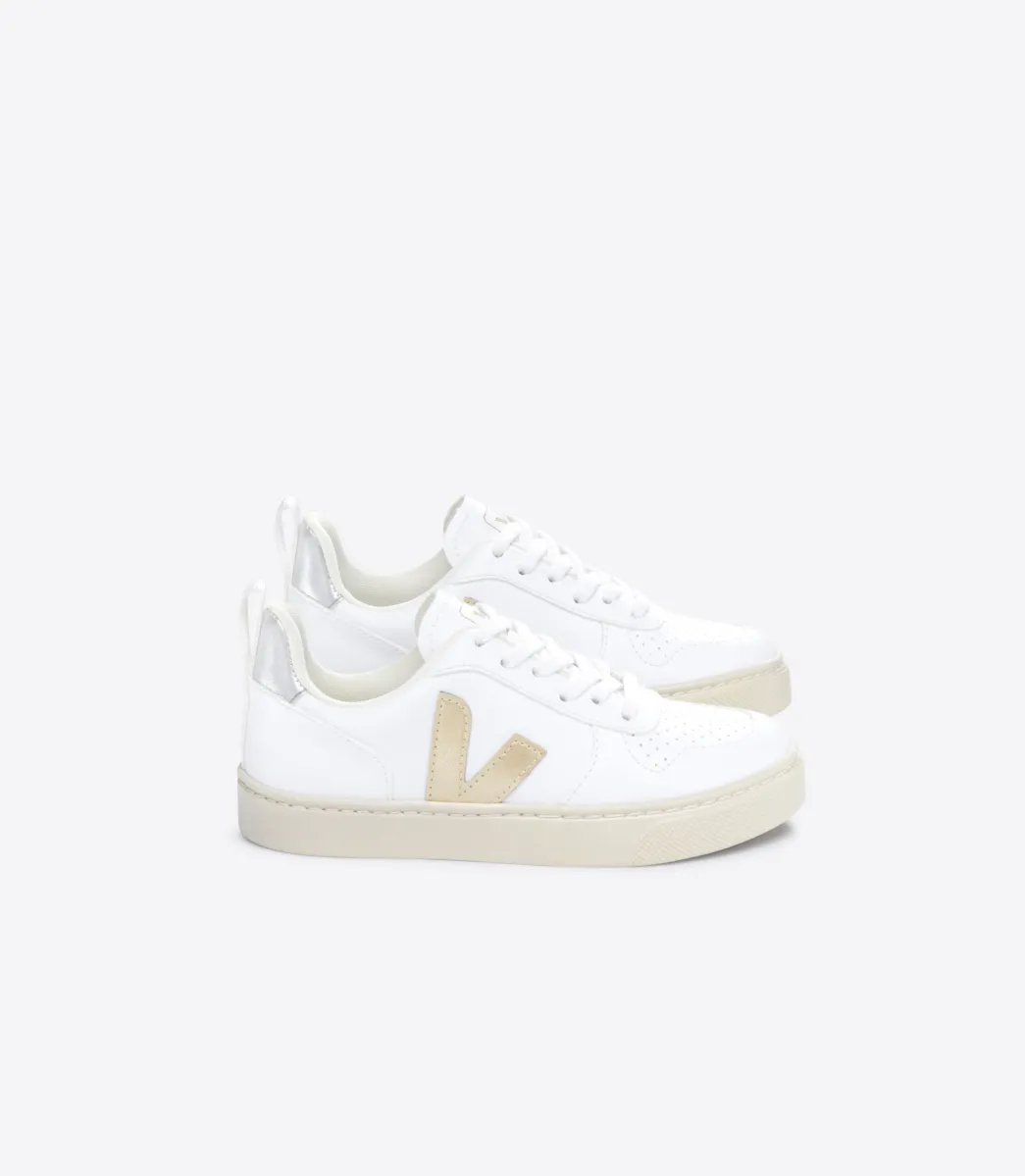 Kids VEJA V-10 LACES CWL WHITE PLATINE SILVER