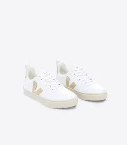 Kids VEJA V-10 LACES CWL WHITE PLATINE SILVER