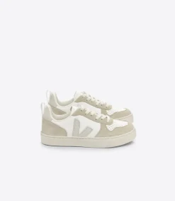 Kids VEJA V-10 LACES LEATHER WHITE NATURAL ALMOND