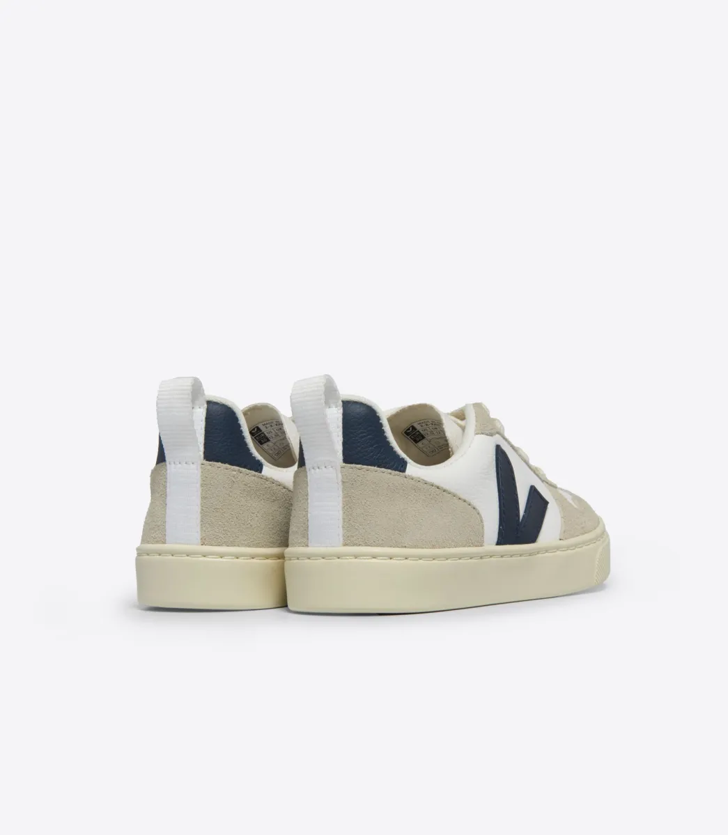 Kids VEJA V-10 LACES LEATHER WHITE NAUTICO ALMOND