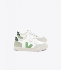 Kids VEJA V-12 LEATHER EXTRA WHITE MULTICO CLAY