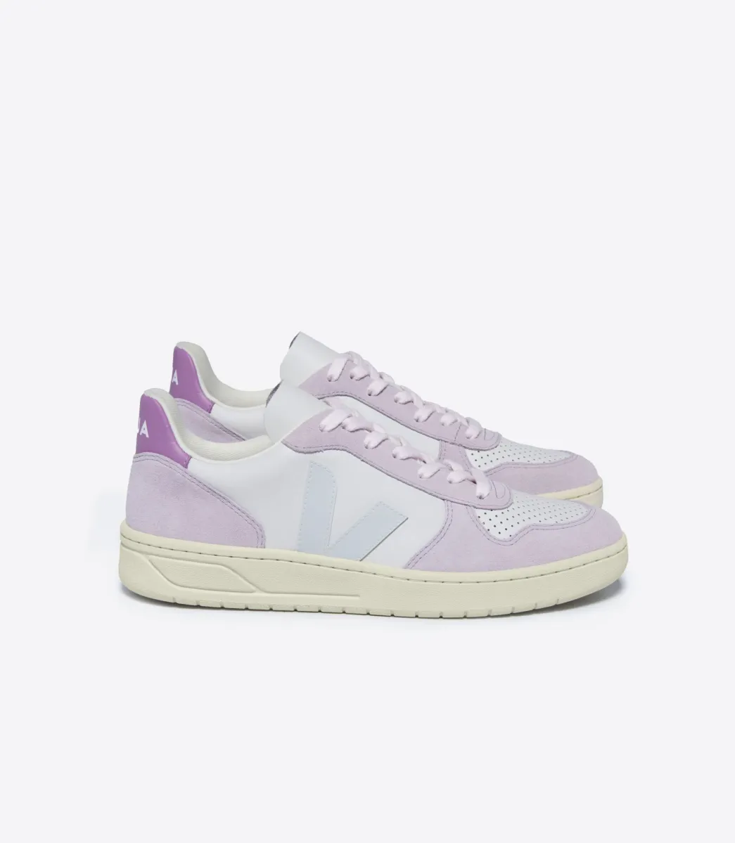 Women VEJA V-10 LEATHER GRAVEL MENTHOL PARME