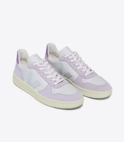 Women VEJA V-10 LEATHER GRAVEL MENTHOL PARME