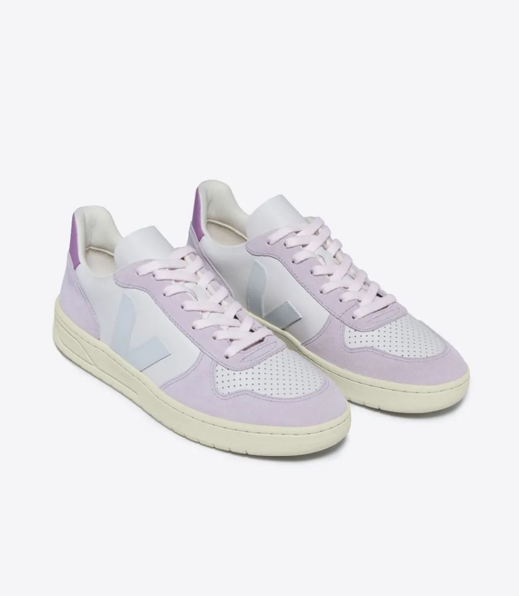 Women VEJA V-10 LEATHER GRAVEL MENTHOL PARME