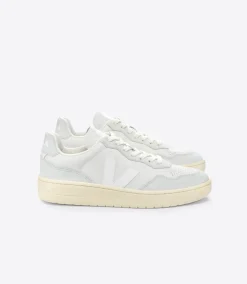 Women VEJA V-90 LEATHER GRAVEL WHITE