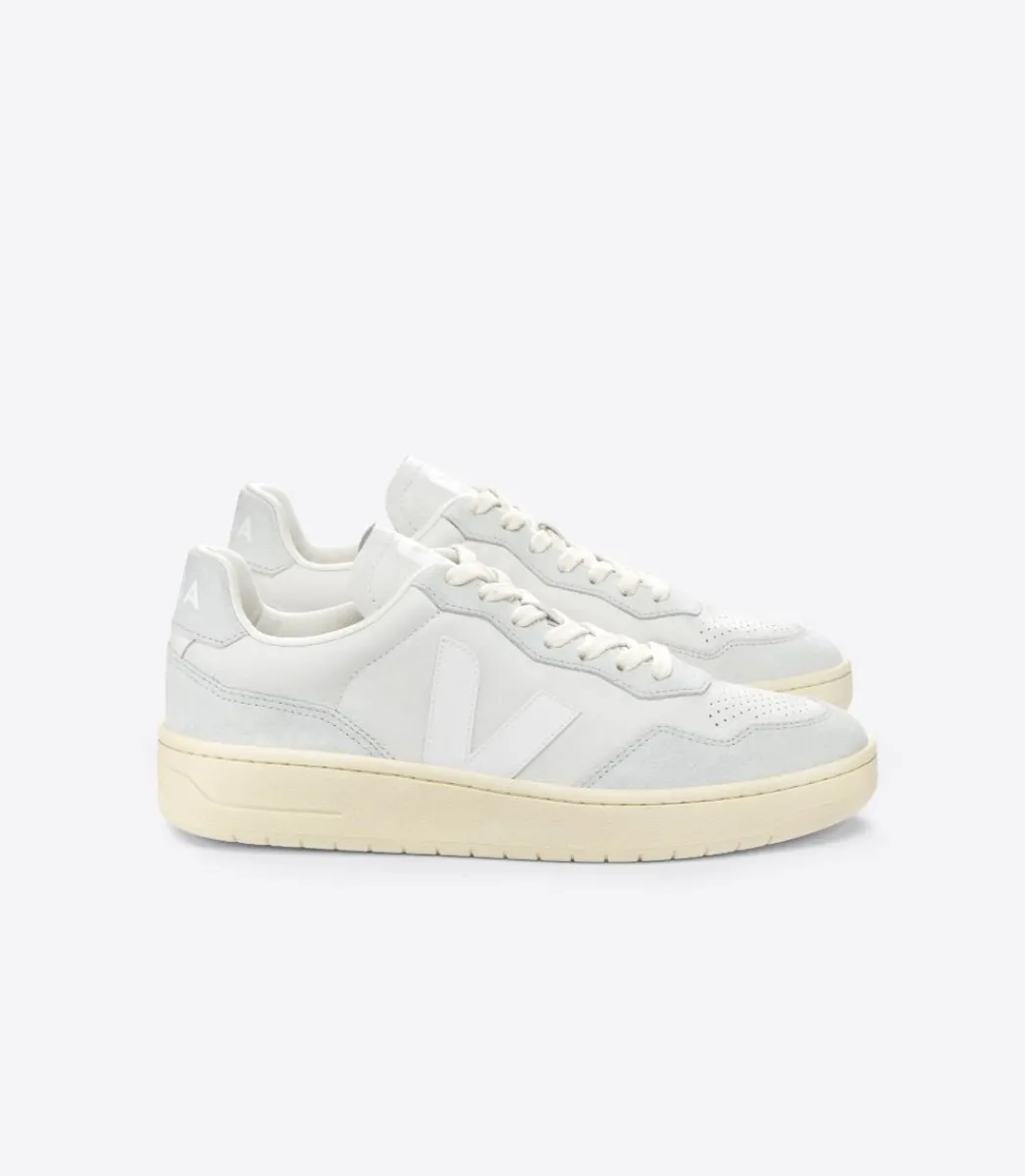 Women VEJA V-90 LEATHER GRAVEL WHITE