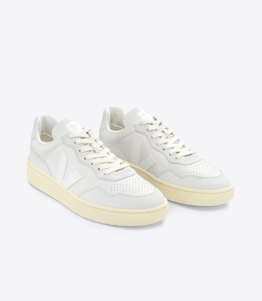 Women VEJA V-90 LEATHER GRAVEL WHITE