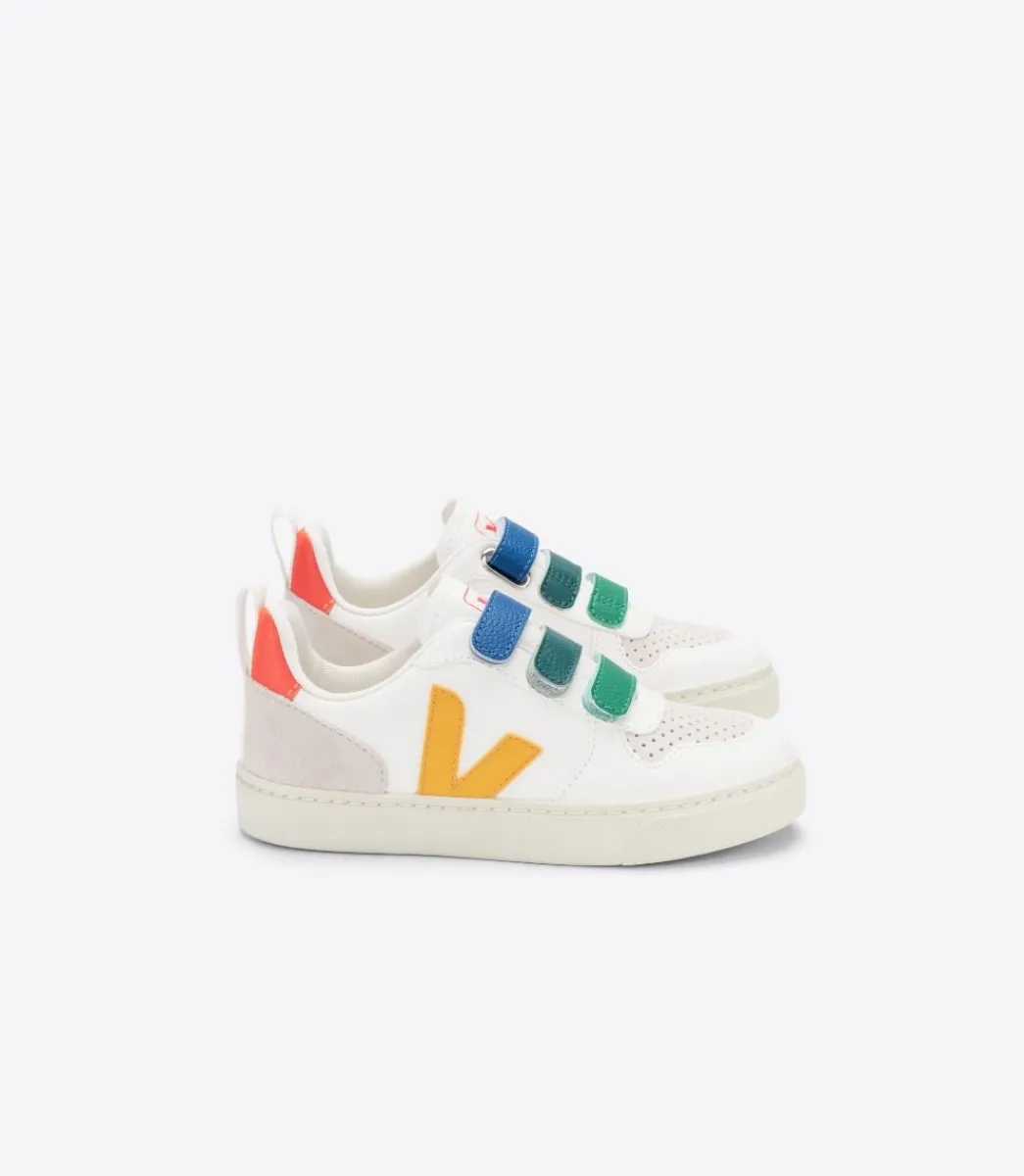 Kids VEJA V-10 LEATHER MULTICO WHITE OURO